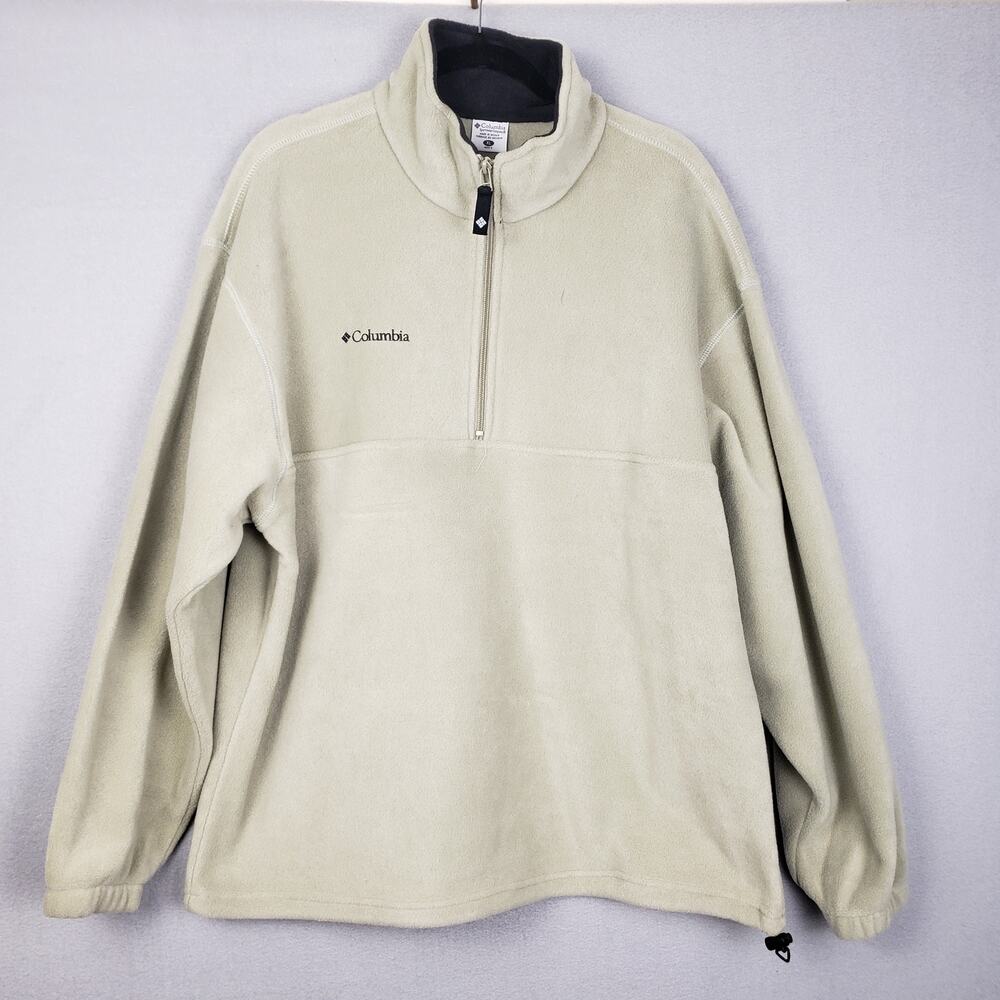 Columbia Men's XL Great Hart Mountain Half Zip Pullover Cream Neutral Cabincore